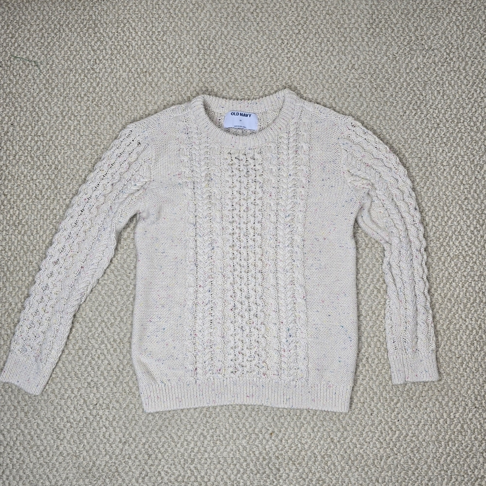 Old Navy Speckled Cream Cable Knit Sweater 5T